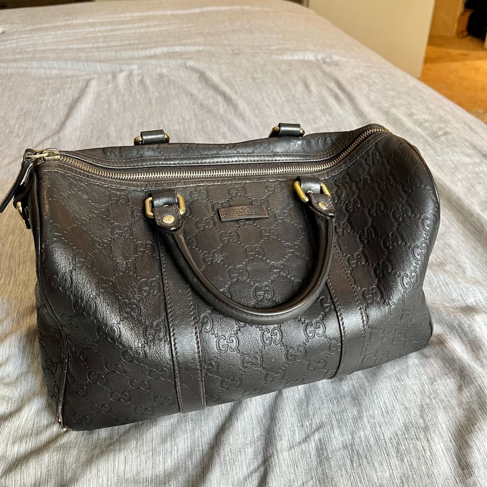 Gucci Brown Leather Boston Bag